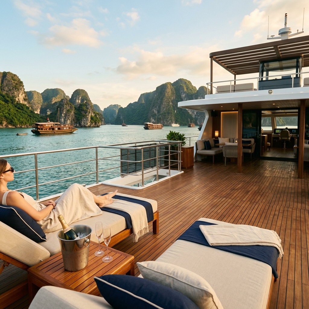 Luxury Sundeck aboard The Halong Catamaran